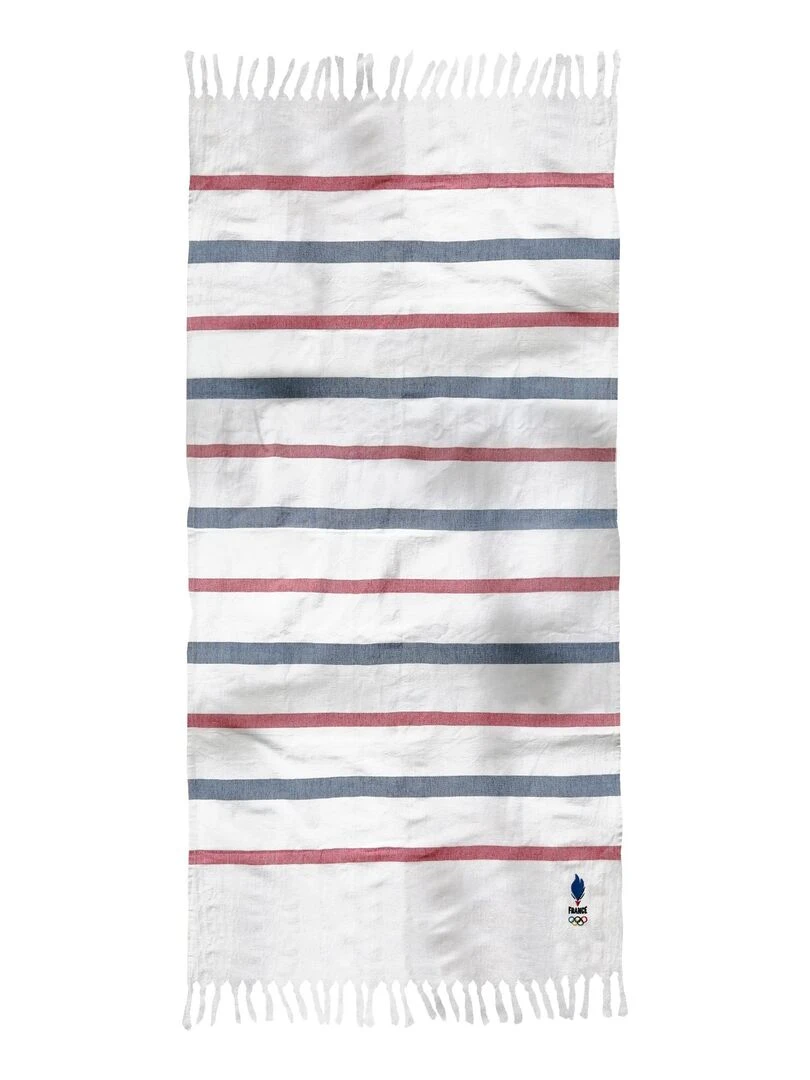 Fouta de bain 100% coton PARIS 2024 EQUIPE DE FRANCE OLYMPIQUE EQUIPE Blanc