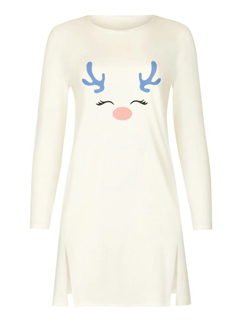 Chemise de nuit manches longues Holiday   Ecru