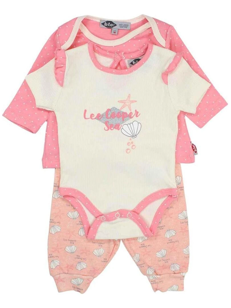 Lee Cooper Ensemble Body t shirt pantalon bébé fille Imprimé Logo Rose