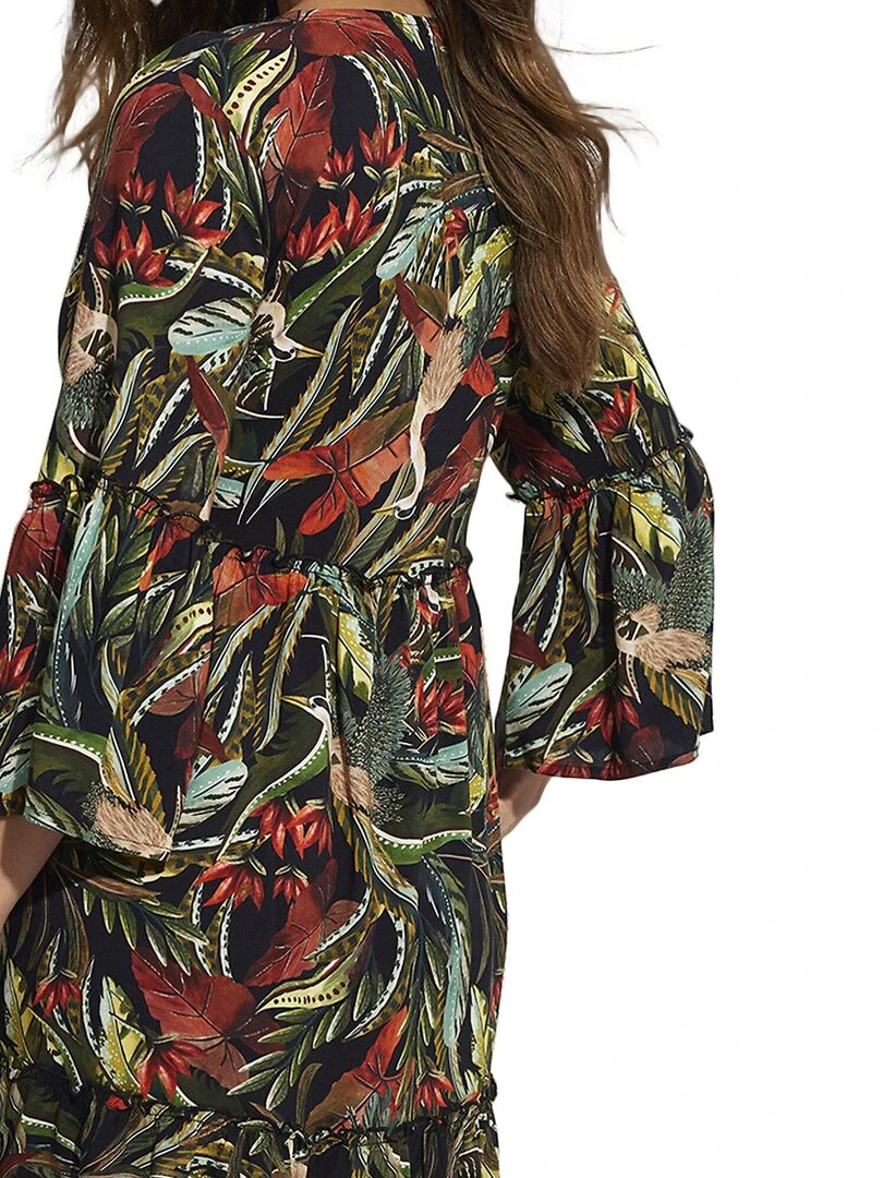 Robe de plage manches trois quarts Galapagos   Noir
