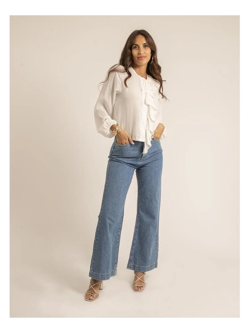 Chemise avec volant ODILE   Blanc