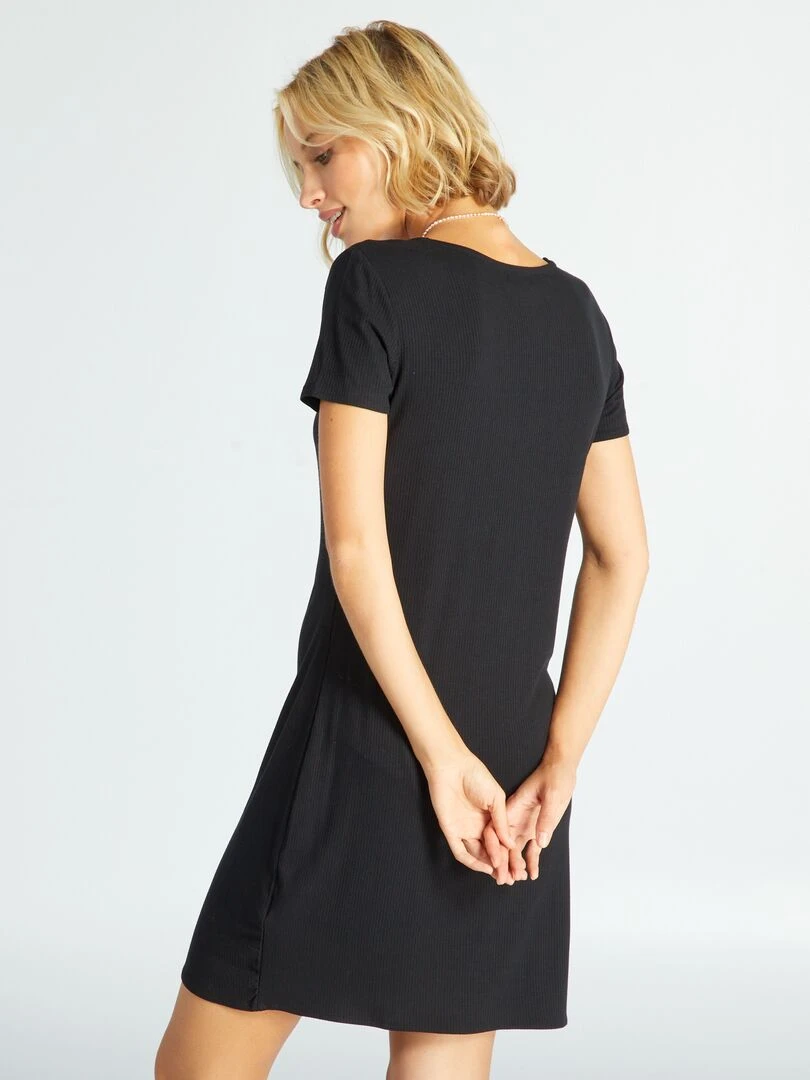 Robe en maille côtelée   noir