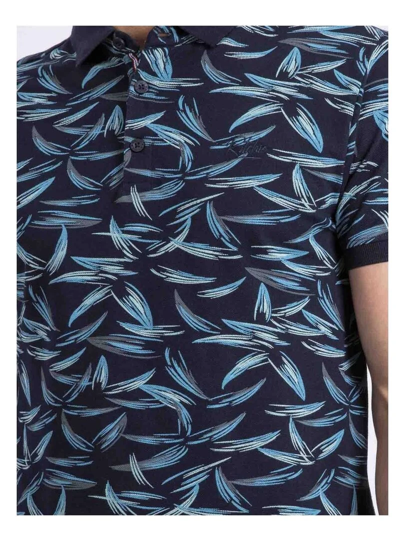 Polo manches courtes motifs PABRUNO   Bleu marine