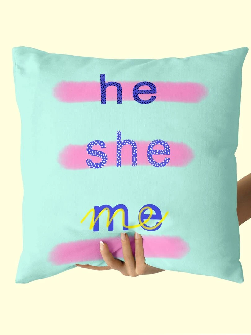 Housse de coussin décoratif Me "Happyfriday" Blanc