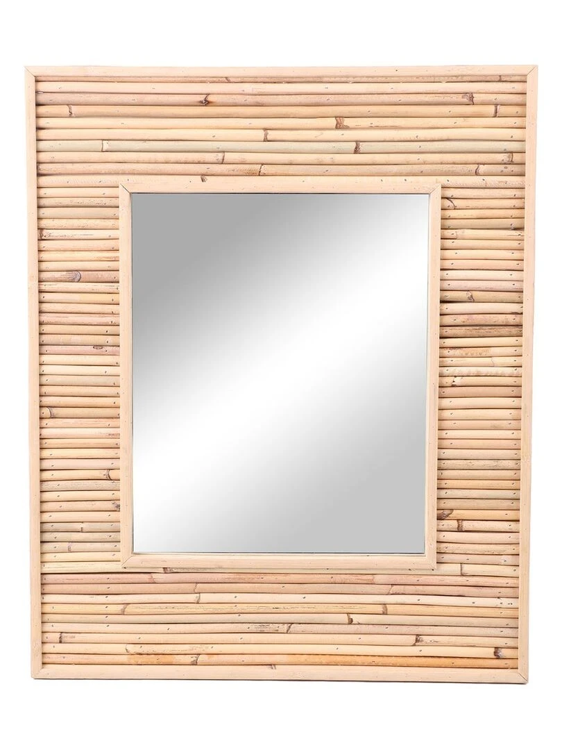 Miroir koné rotin et bambou 45x55 cm Beige
