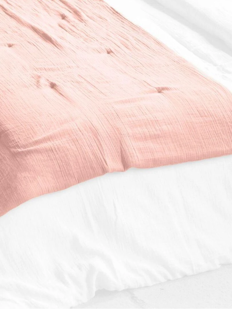 Bout de lit 90x200 en double Gaze de coton Rose foncé