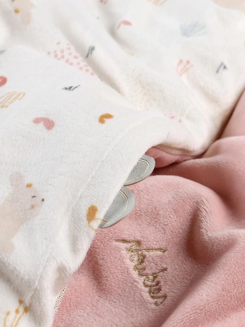 Couverture 100 x 140 cm L&J en Veloudoux    Noukie's   Rose