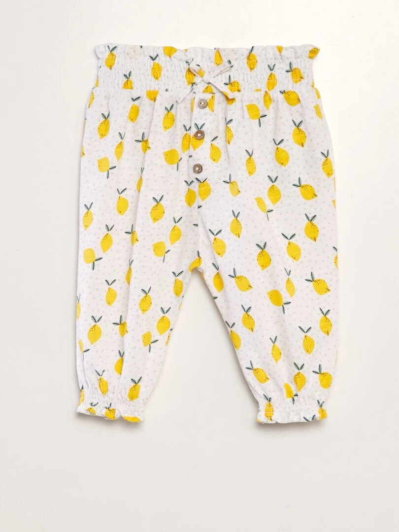 Pantalon type sarouel Blanc/jaune