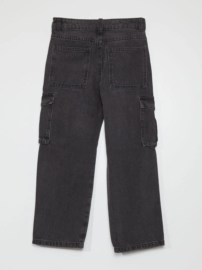 Denim wideleg à poches Gris