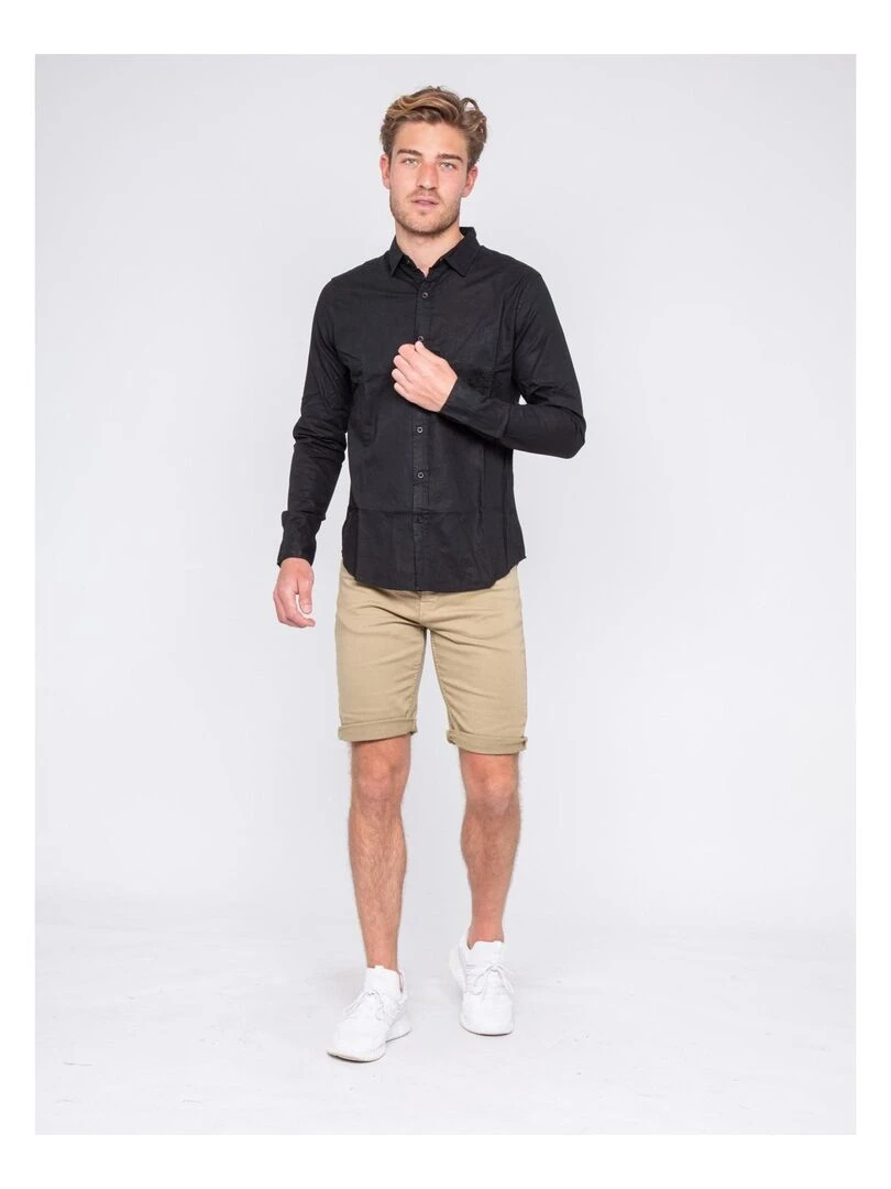 Chemise manches longues lin et coton DALICOT   Noir
