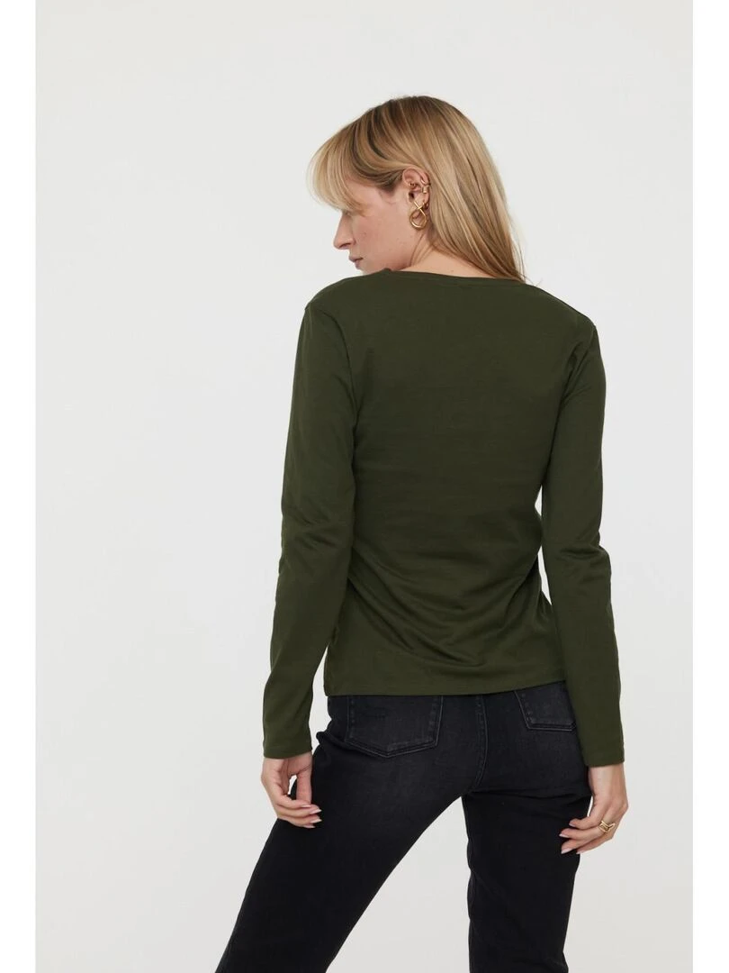 Lee Cooper T Shirt manches longues coton slim AJILO Vert
