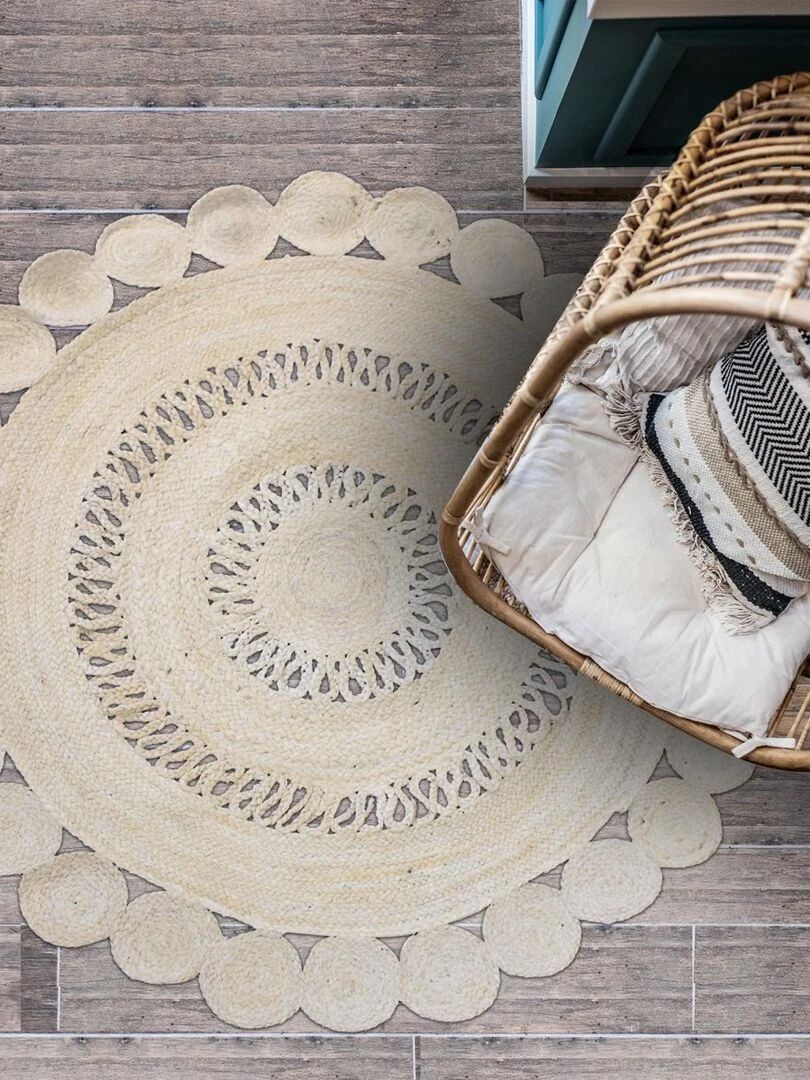 Tapis rond en jute tissé main ESPRIT Care&Fair   Ecru