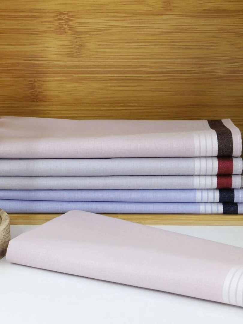Lot de 6 mouchoirs 100% coton ROMAIN Multicolore