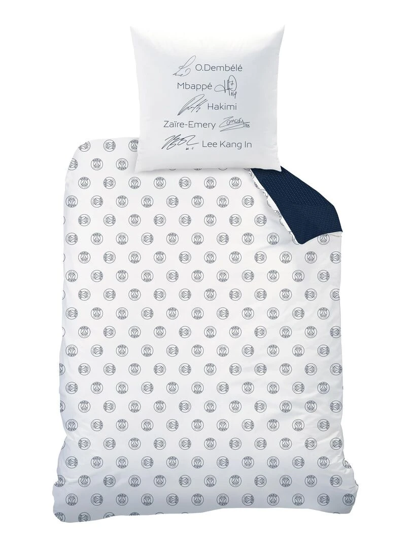 Parure de lit imprimée 100% coton  PSG STARS   Bleu nuit