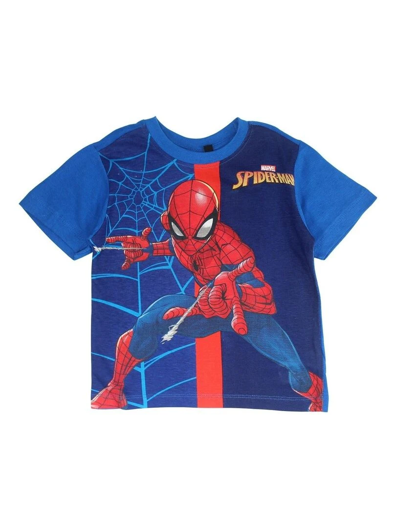 Spiderman Ensemble T shirt short garçon Imprimé Spiderman Bleu