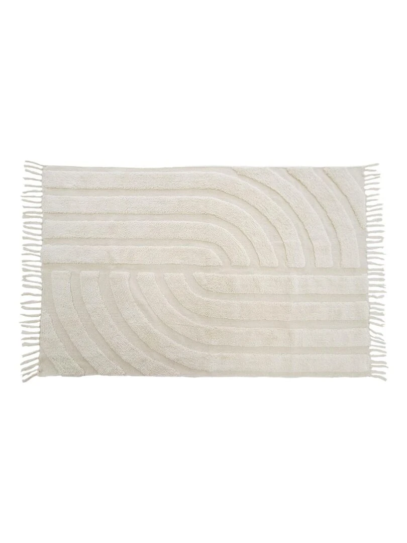 Future Home Tapis tufté en coton écru avec franges Beige