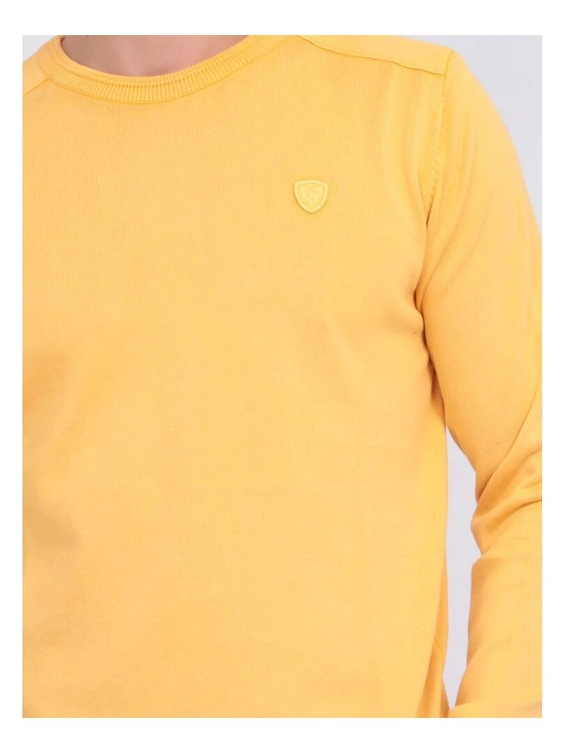 Pull fin col rond coton ARTHUR   Jaune