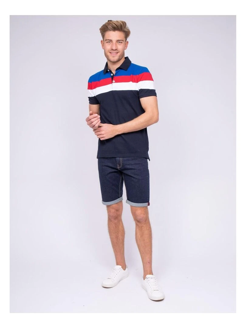 Polo pur coton PORIDE   Bleu marine