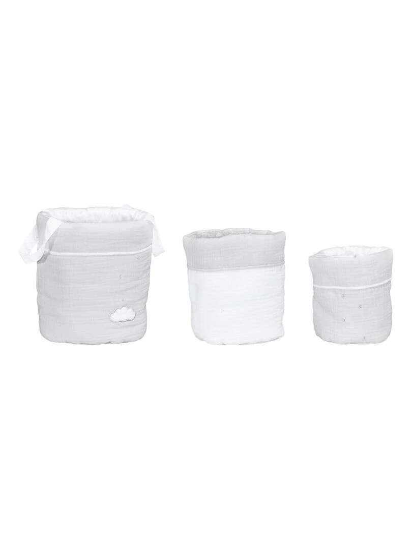 Lot de 3 paniers de rangement en coton SAUTHON Gris