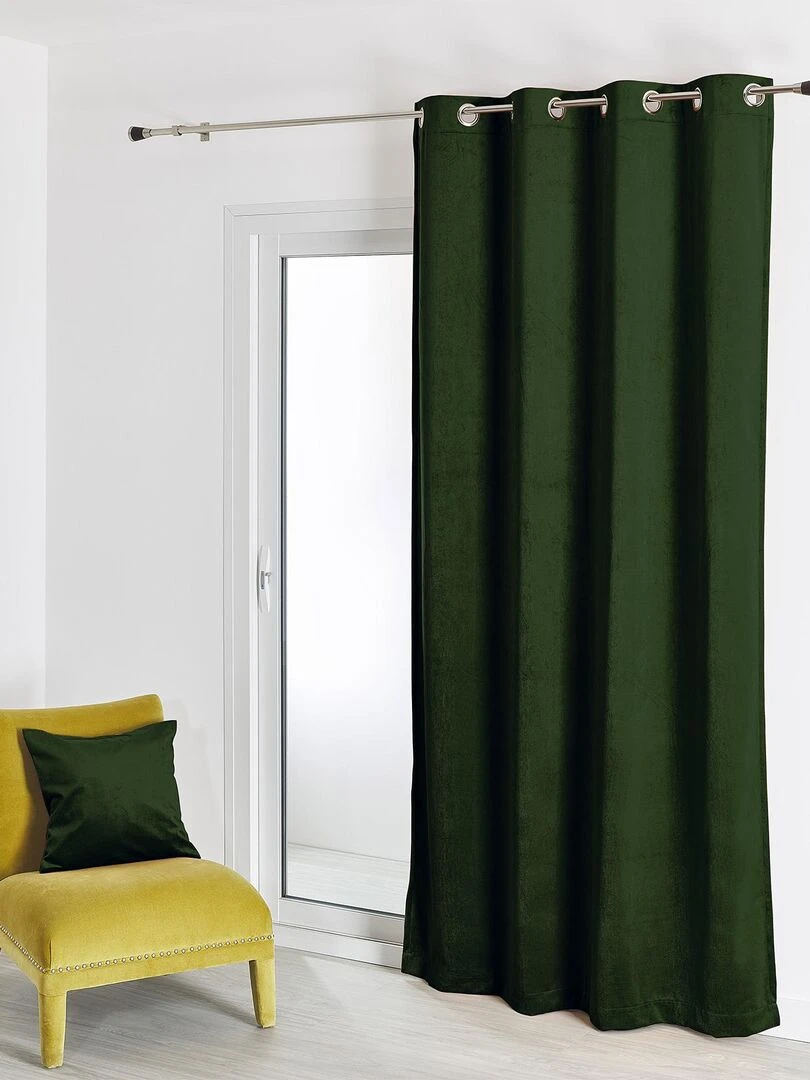 Rideau feutré en velours uni Vert sapin