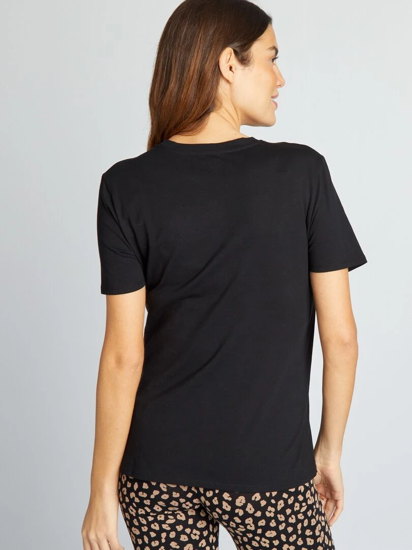 T shirt d'allaitement ouverture portefeuille   noir