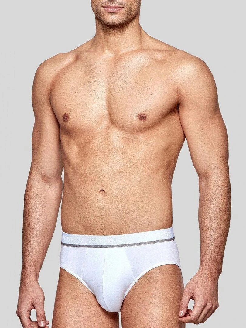 Pack de 2 slips en coton stretch Essentials   Blanc