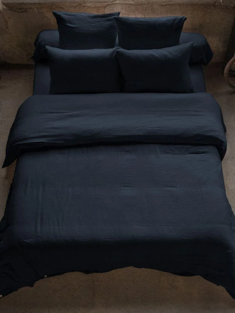 Housse de couette en double Gaze de coton Bleu nuit