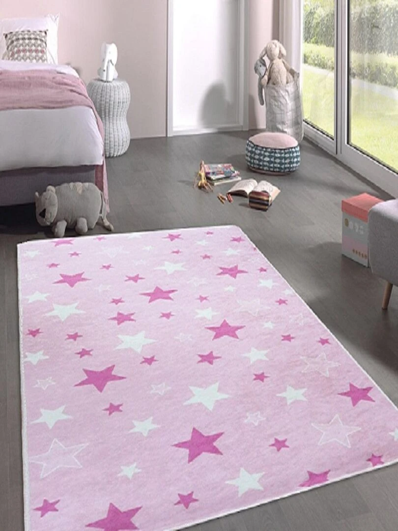 Tapis Enfant Etoile Rose Rose