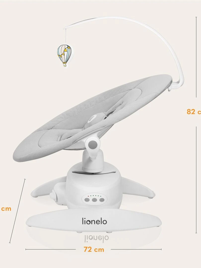 LIONELO Iris   Balancelle Bébé Électrique 360°   Léger   12 mélodies   3 modes   5 vitesse   Gris