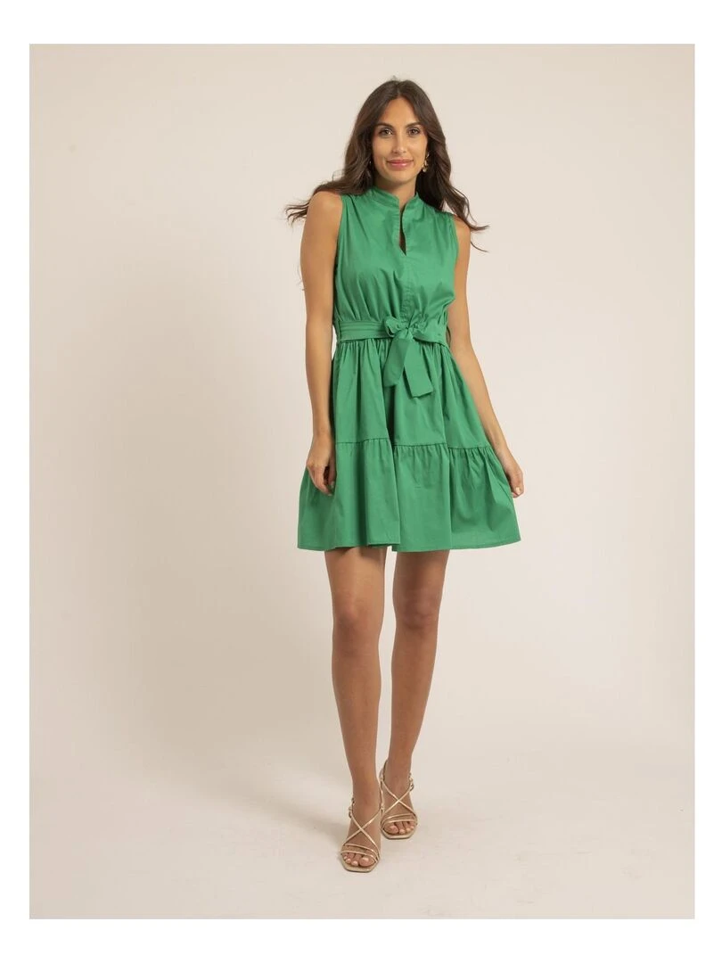 Robe courte sans manches ISOLINA   Vert