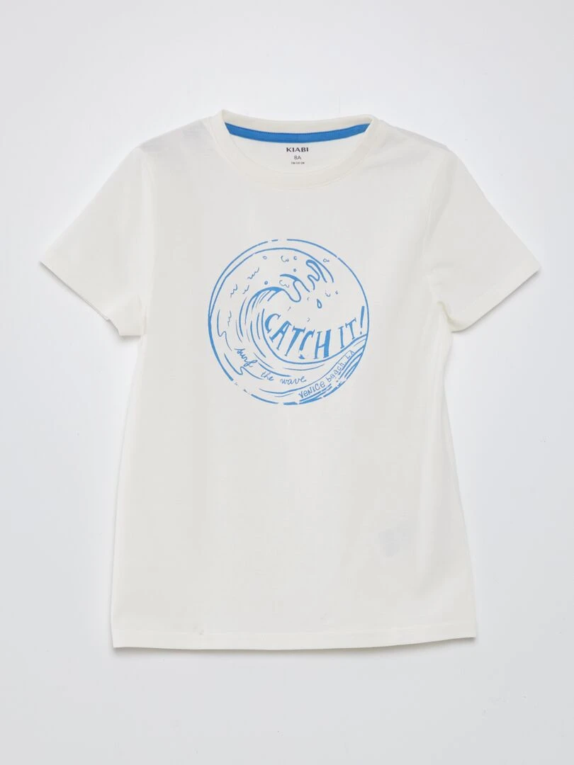 T shirt à col rond en coton Blanc