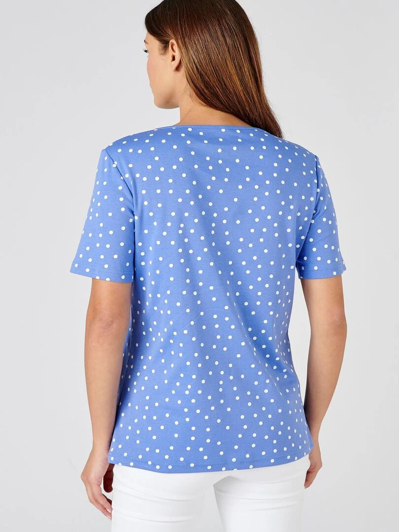 T shirt fine côte pur coton   Damart   Bleu