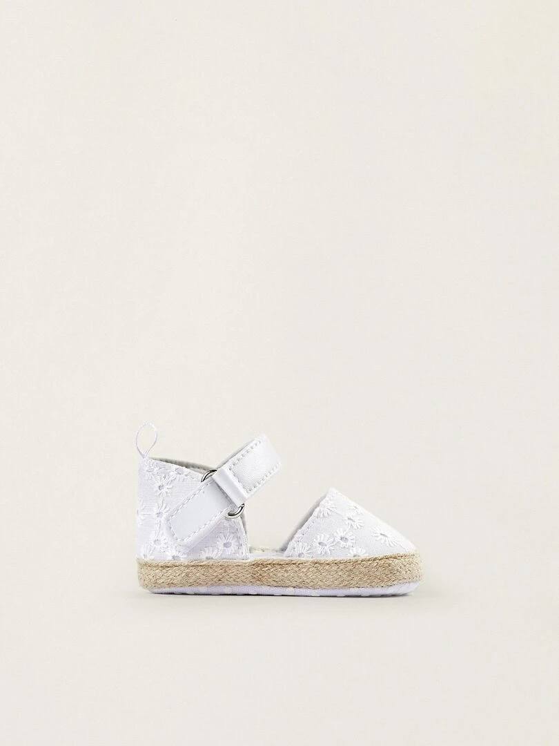 Espadrilles avec Broderie Anglaise pour Nouveau Né ATLANTIC COMPANY Blanc