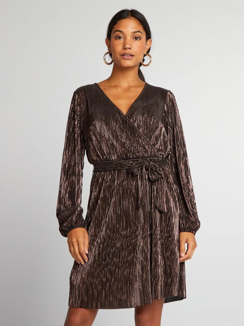 Robe en maille plissée brillante   BRONZEPLEA