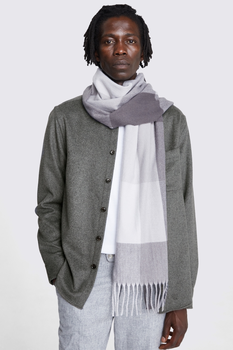 Grey & Taupe Battenberg Recycled Cashmiele Scarf Buy Online at Moss