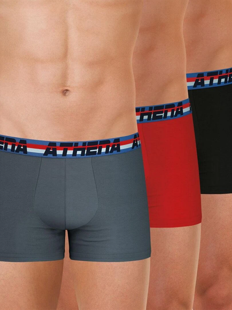 Lot de 3 boxers homme 720 Stretch Coton Gris Rouge Noir