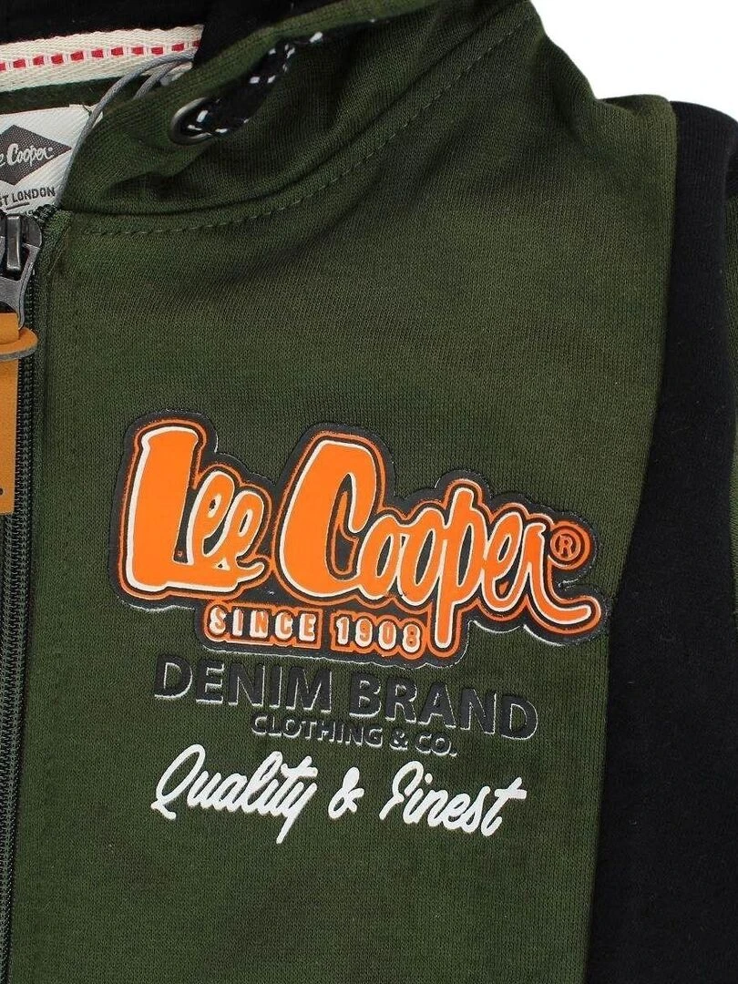 Lee Cooper   Veste garçon imprimé logo en coton   Kaki