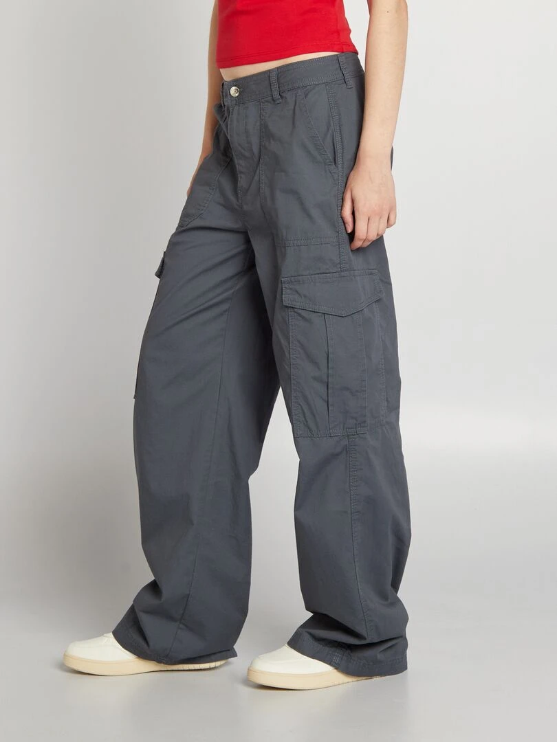 Pantalon large avec poches à rabats Gris