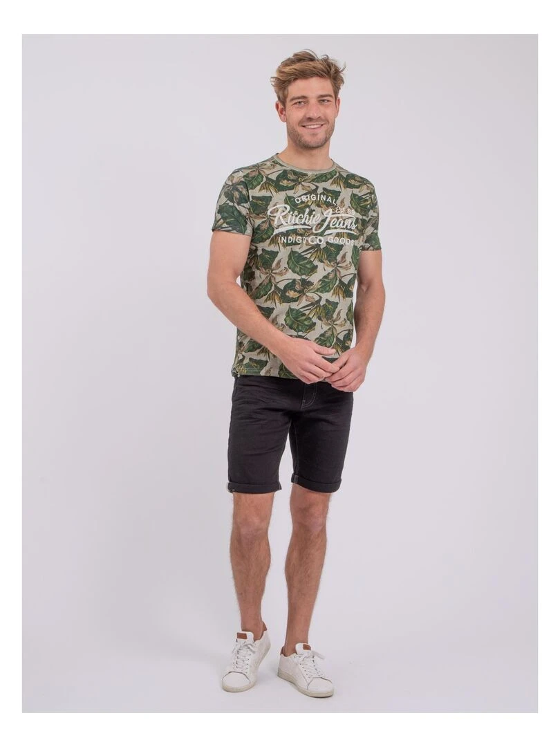 T shirt manches courtes col rond pur coton NIRAMAX   Beige