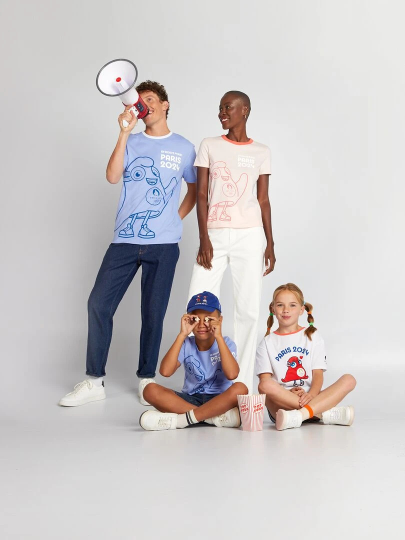 T shirt à col rond Paris 2024 Rose