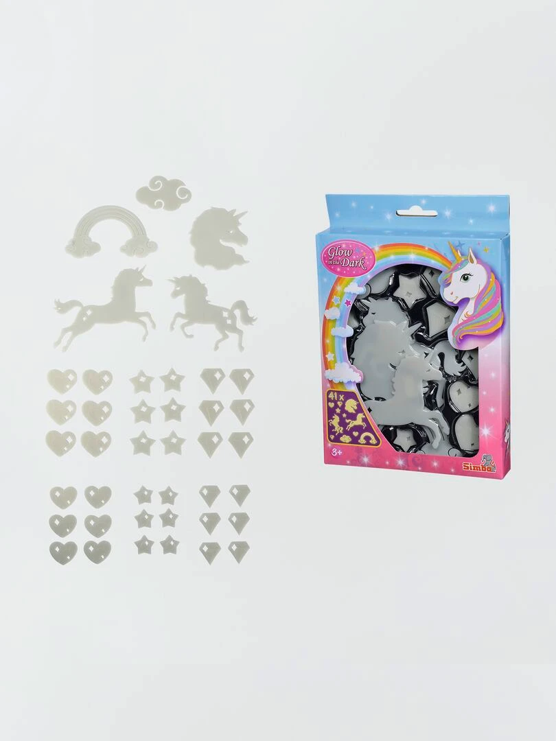 Stickers muraux fluorescents 'Licorne' blanc