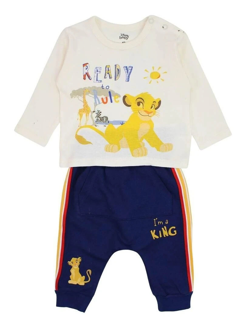 Disney Ensemble T shirt pantalon bébé garçon Imprimé Le Roi Lion Beige