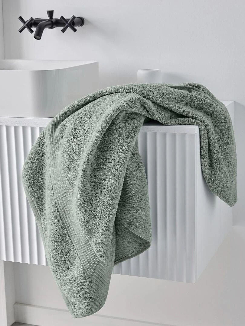 Lot de 4 serviettes invité + 4 serviettes de bain + 2 draps de bain coton uni ESSENTIAL   Vert