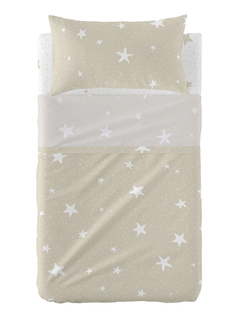 Parure de lit 2 pièces Little star Lit Bébé "Happyfriday"   Beige