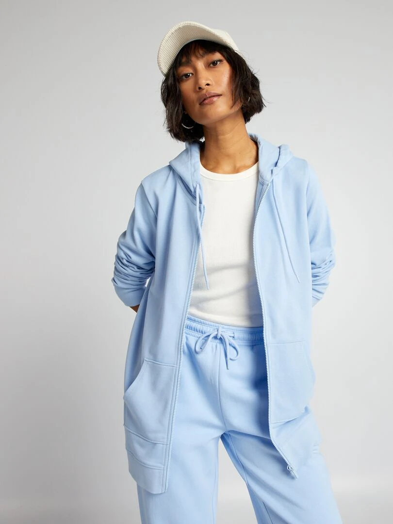 Sweat zippé à capuche Bleu