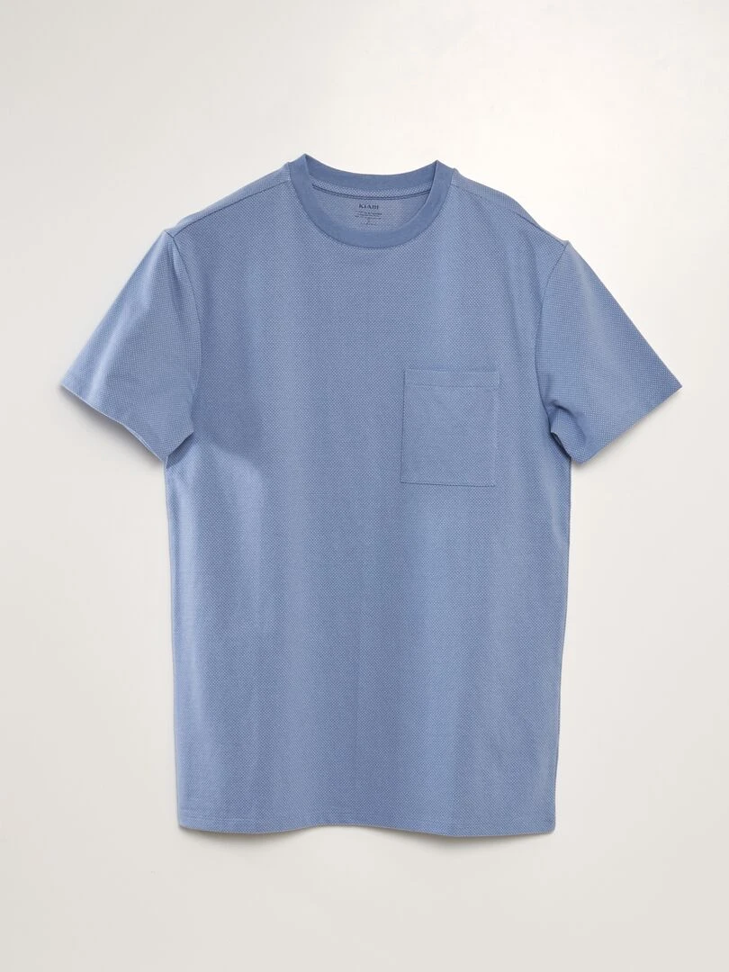 T shirt moucheté à poche poitrine Bleu