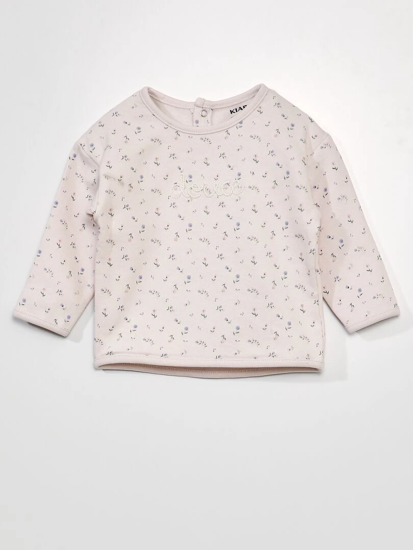 Sweat en molleton imprimé Rose