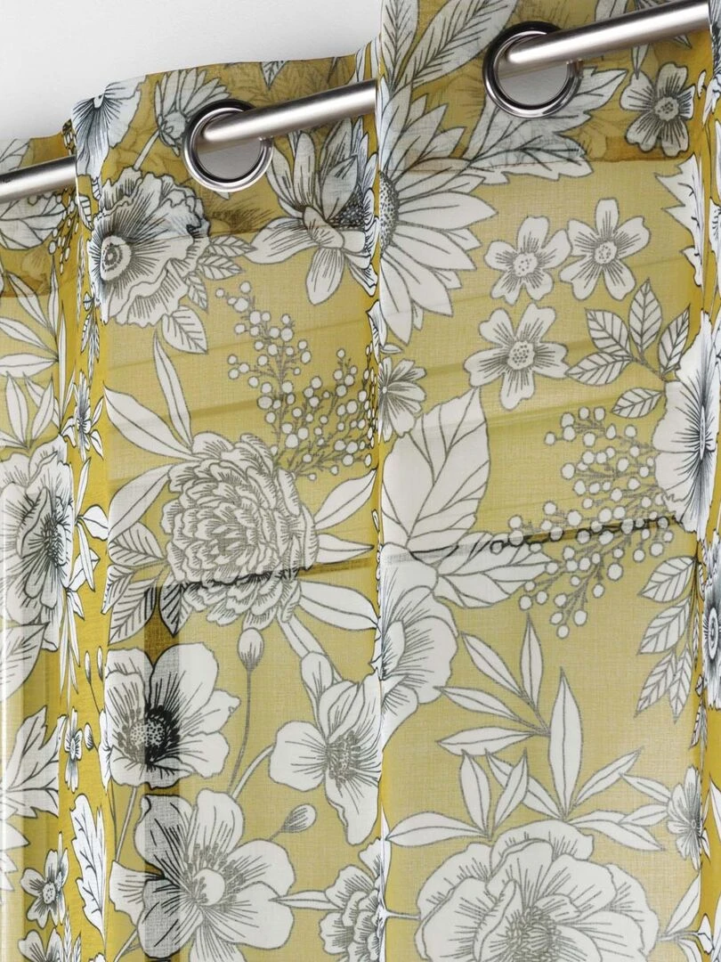 Voilage sablé et fleuri   Jaune