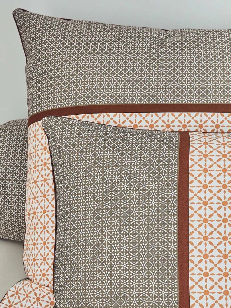 Taie d'oreiller percale graphique Beige foncé