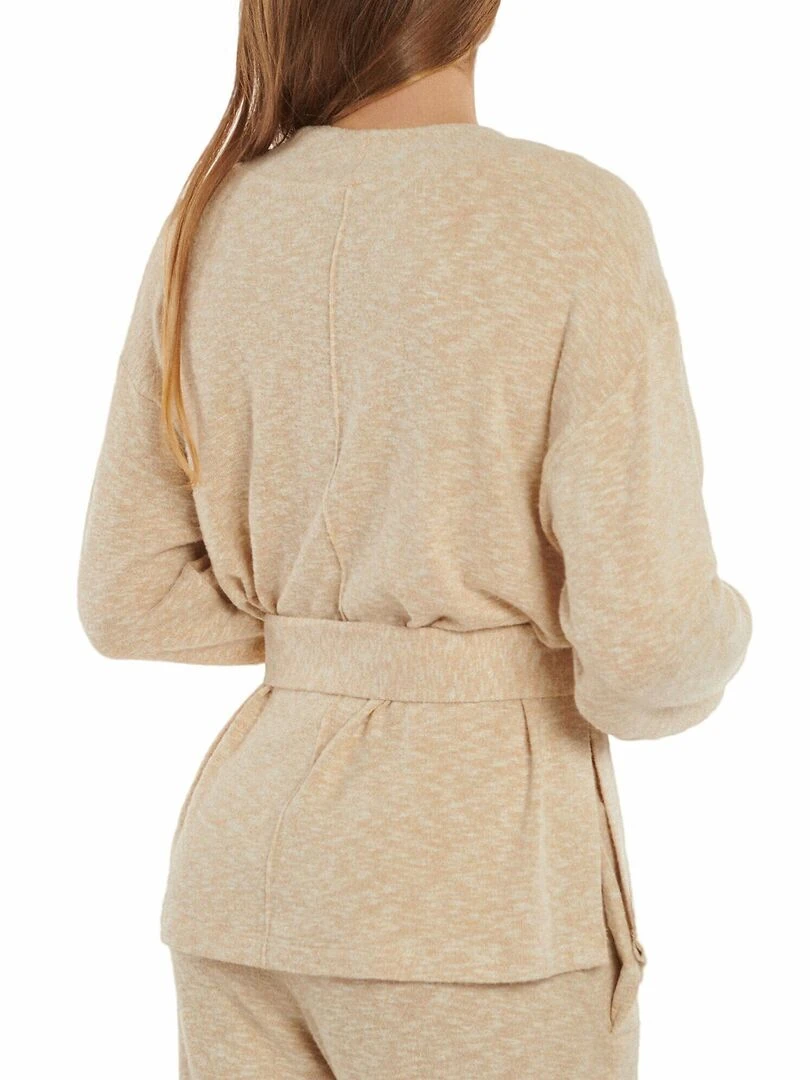 Top manches longues et ceinture Isadora   Beige